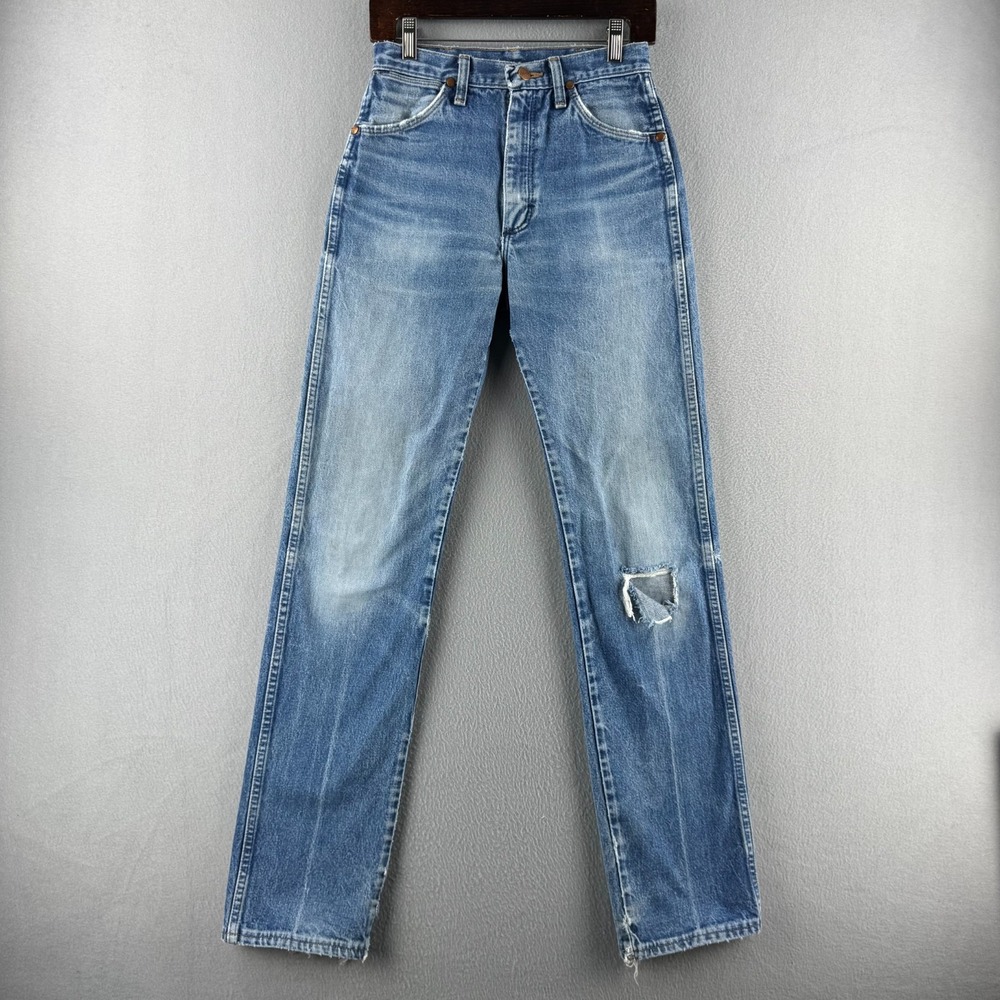 Vintage Wrangler Jeans Mens Fits 26x34 13MWZ 80s Made in USA Faded Distressed